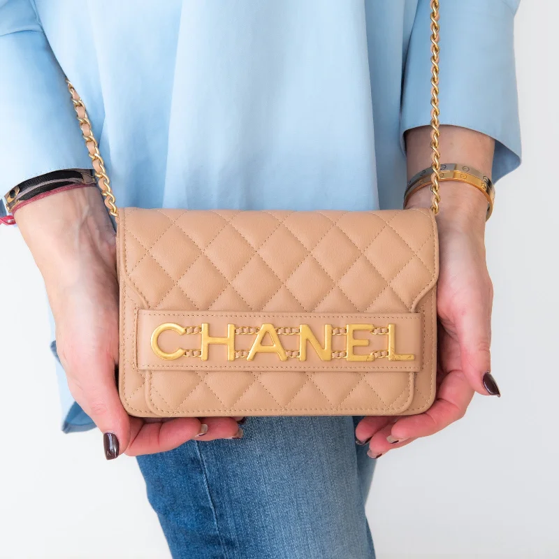 Chanel Beige Chain Wallet On Chain Bag