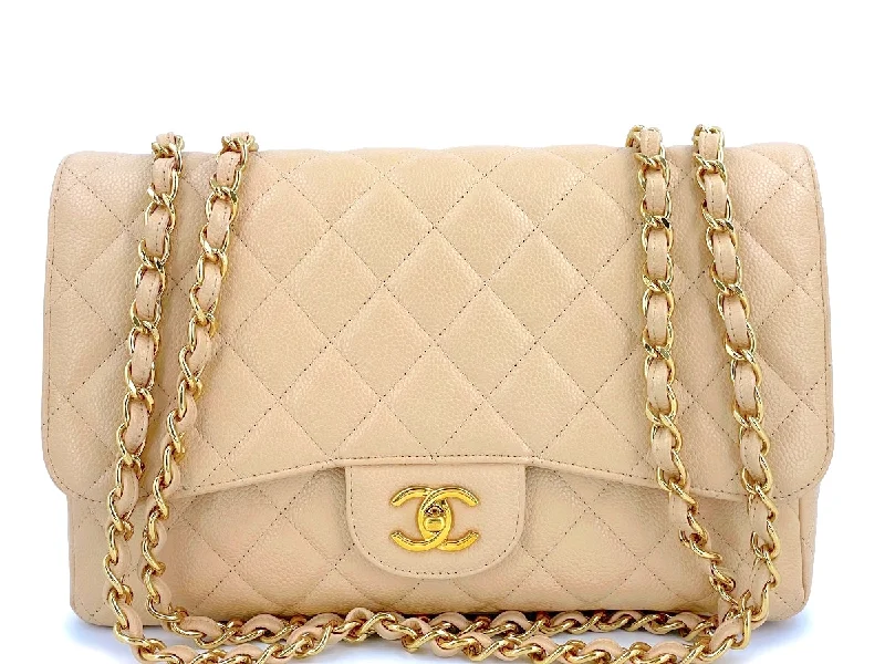 Chanel Beige Clair Caviar Jumbo Classic Flap Bag GHW Trendy & Timeless Bags, Now On Sale Chanel Beige Clair Caviar Jumbo Classic Flap Bag GHW Trendy & Timeless Bags, Now On Sale