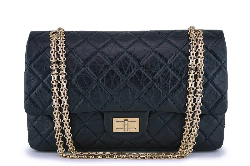 Chanel Black Aged Calfskin Reissue Large 227 2.55 Classic Flap Bag GHW Trendy Handbags, Limited-Time Sale Chanel Black Aged Calfskin Reissue Large 227 2.55 Classic Flap Bag GHW Trendy Handbags, Limited-Time Sale