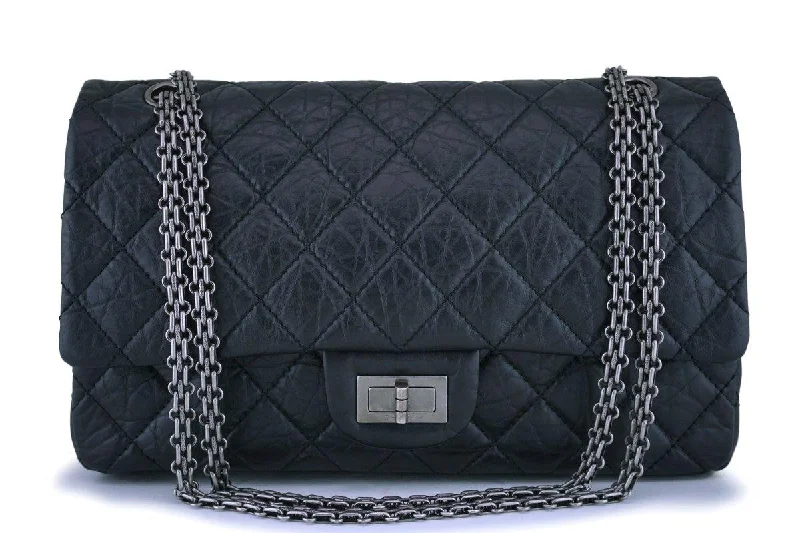 Chanel Black Aged Calfskin Reissue Large 227 2.55 Flap Bag RHW Exclusive Discounts On Stylish Handbags Chanel Black Aged Calfskin Reissue Large 227 2.55 Flap Bag RHW Exclusive Discounts On Stylish Handbags