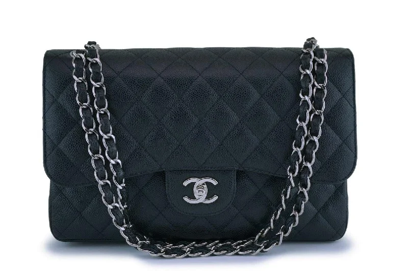 Chanel Black Caviar Jumbo Classic Double Flap Bag SHW Best Bag Sale Of The Season
