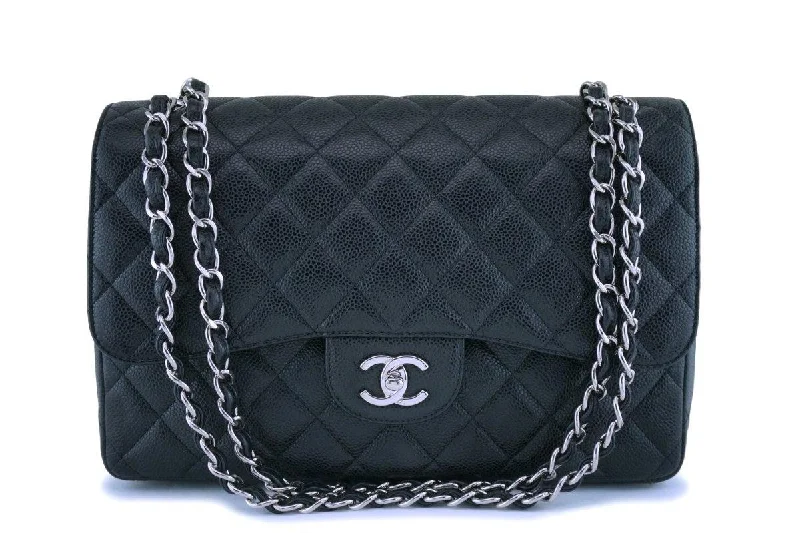 Chanel Black Caviar Jumbo Classic Double Flap Bag SHW Statement Bags At Unbelievable Discounts – Shop Today Chanel Black Caviar Jumbo Classic Double Flap Bag SHW Statement Bags At Unbelievable Discounts – Shop Today
