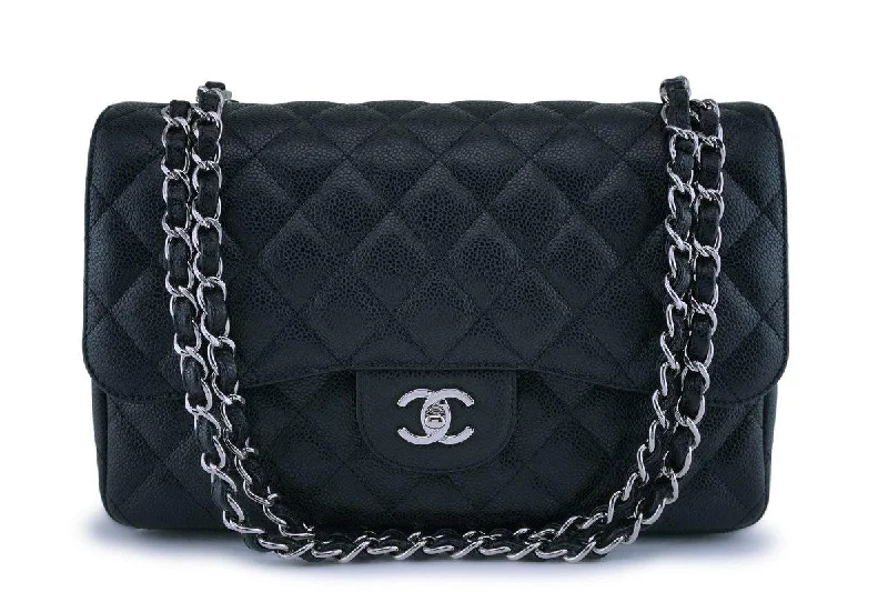 Chanel Black Caviar Jumbo Classic Double Flap Bag SHW Elegant Purses At Clearance Prices Chanel Black Caviar Jumbo Classic Double Flap Bag SHW Elegant Purses At Clearance Prices