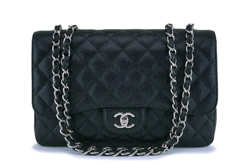 Chanel Black Caviar Jumbo Classic Flap Bag SHW Designer Bags, Low Prices