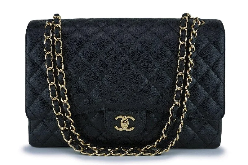 Chanel Black Caviar Maxi Classic Flap Bag GHW Best Handbag Sale Of The Season