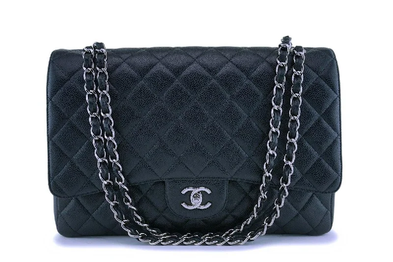Chanel Black Caviar Maxi Classic Flap Bag SHW Handbag Deals You'll Love