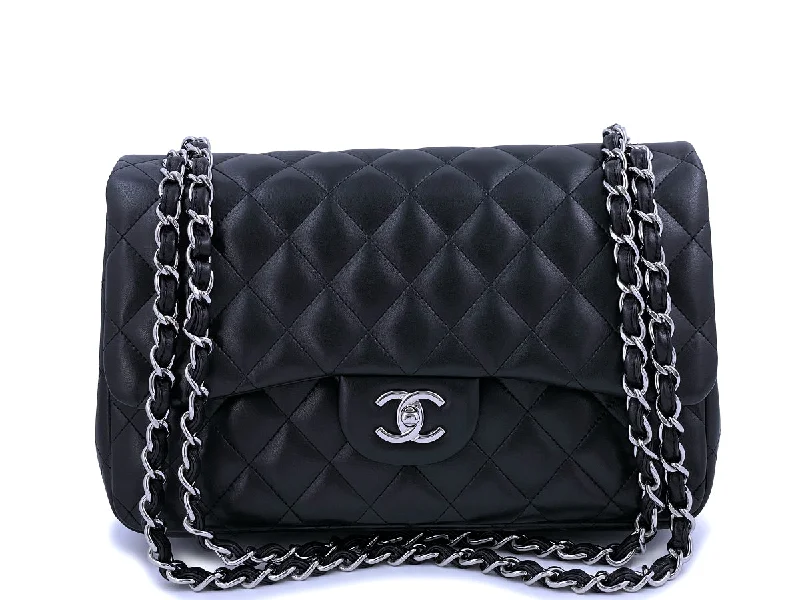 Chanel Black Lambskin Jumbo Classic Double Flap Bag SHW Don't Miss Out – Handbag Discounts