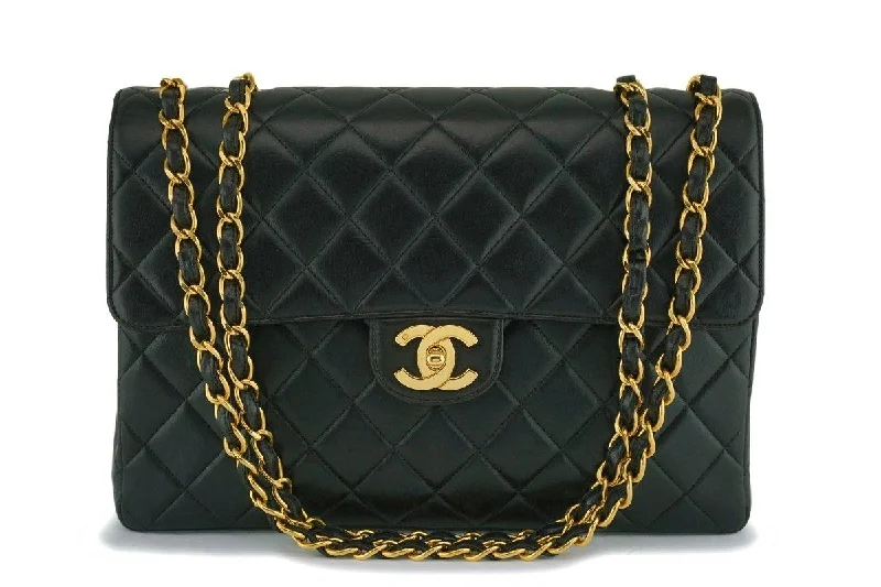 Chanel Black Lambskin Jumbo Classic Flap Bag 24k GHW Statement Bags, Shop Today