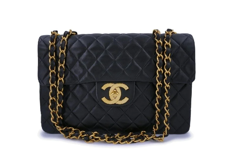 Chanel Black Vintage Lambskin Maxi "Jumbo XL" Classic Flap Bag 24k GHW Trendy Purses With Limited-Time Offers Chanel Black Vintage Lambskin Maxi "Jumbo XL" Classic Flap Bag 24k GHW Trendy Purses With Limited-Time Offers