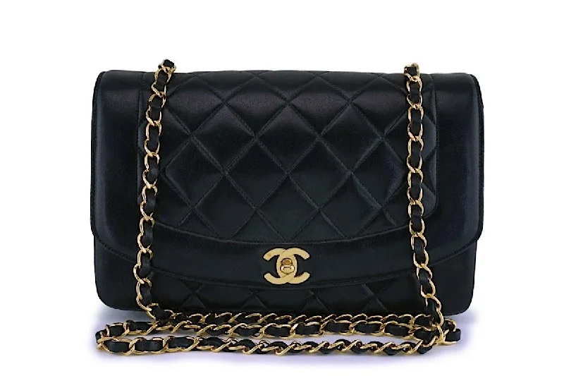 Chanel Black Vintage Lambskin Medium Diana Classic Flap Bag 24k GHW Trendy Bags, Huge Savings Chanel Black Vintage Lambskin Medium Diana Classic Flap Bag 24k GHW Trendy Bags, Huge Savings