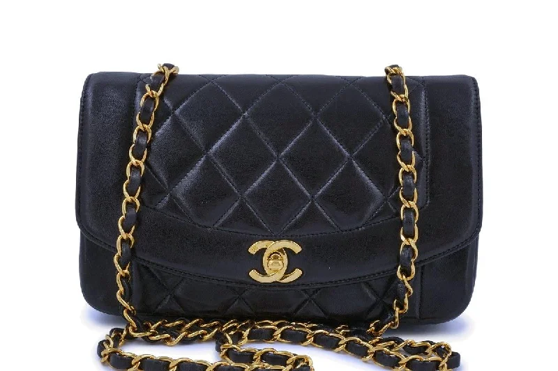 Chanel Black Vintage Lambskin Small Diana Classic Flap Bag 24k GHW Designer Bags At Lower Prices Chanel Black Vintage Lambskin Small Diana Classic Flap Bag 24k GHW Designer Bags At Lower Prices