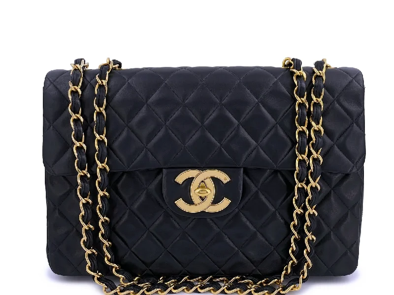 Chanel Black Vintage Maxi "Jumbo XL" Classic Flap Bag 24k GHW Lambskin Fashion-Forward Bags, Now On Sale Chanel Black Vintage Maxi "Jumbo XL" Classic Flap Bag 24k GHW Lambskin Fashion-Forward Bags, Now On Sale