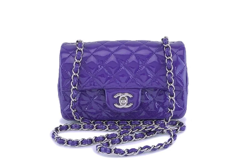 Chanel Purple Violet Patent Rectangular Mini Classic Flap Bag SHW Fashion Bags, Huge Savings Chanel Purple Violet Patent Rectangular Mini Classic Flap Bag SHW Fashion Bags, Huge Savings
