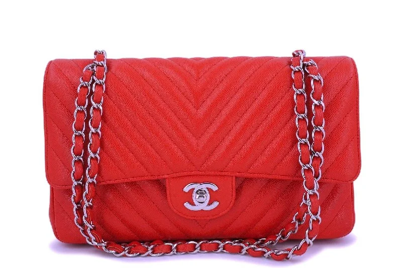 Chanel Red Caviar Medium Chevron Classic Double Flap Bag SHW Everyday Elegance At Lower Prices Chanel Red Caviar Medium Chevron Classic Double Flap Bag SHW Everyday Elegance At Lower Prices