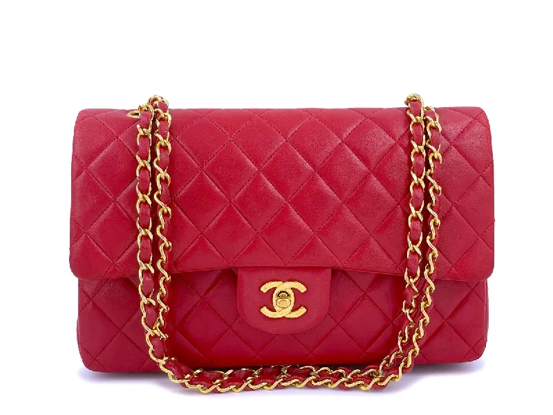 Chanel Vintage 1989 Red Medium Classic Flap Bag 24k GHW