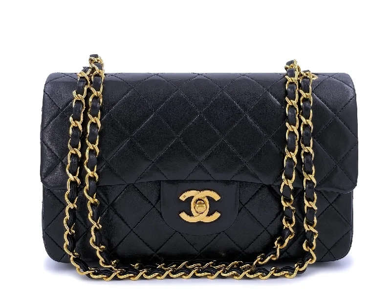 Chanel Vintage 1989 Small Classic Double Flap Bag Black Lambskin 24k GHW