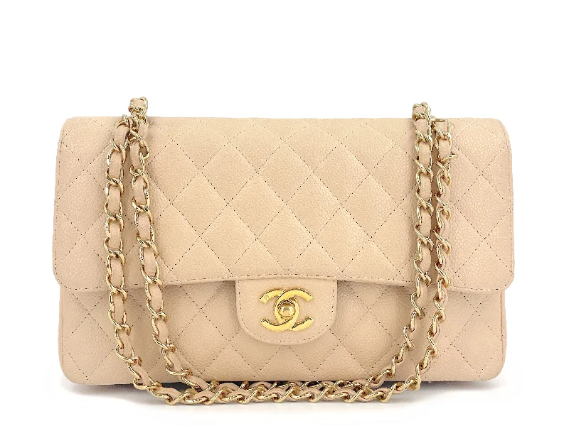 Chanel Vintage Beige Caviar Medium Classic Double Flap Bag 24k GHW