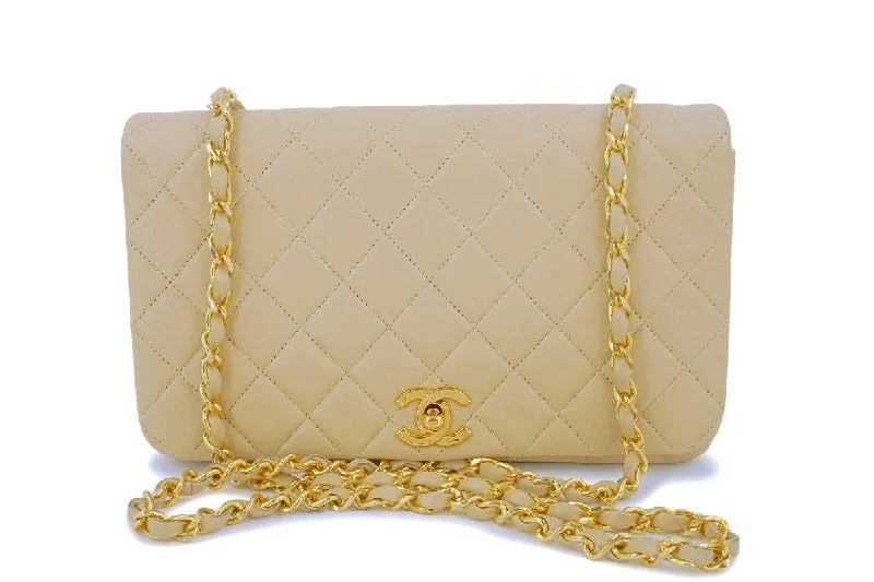 Chanel Vintage Beige Classic Timeless Flap Bag 24k GHW Premium Handbags At Unbeatable Markdowns