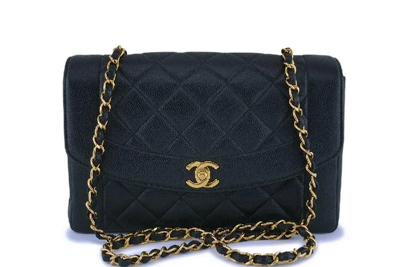 Chanel Vintage Black Caviar Classic Diana Flap Bag 24k GHW Trendy Purses At Exclusive Promotional Rates Chanel Vintage Black Caviar Classic Diana Flap Bag 24k GHW Trendy Purses At Exclusive Promotional Rates