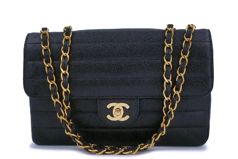 Chanel Vintage Black Caviar Medium Horizontal Classic Flap Bag 24k GHW Everyday Handbags At Wallet-Friendly Rates Chanel Vintage Black Caviar Medium Horizontal Classic Flap Bag 24k GHW Everyday Handbags At Wallet-Friendly Rates