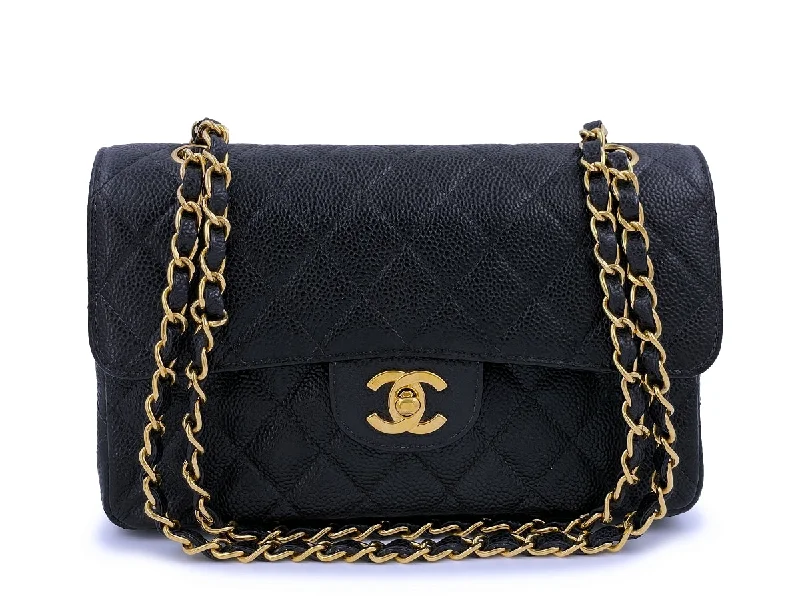 Chanel Vintage Black Caviar Small Classic Double Flap Bag 24k GHW