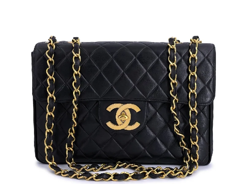 Chanel Vintage Black Jumbo Classic Flap Bag 24k GHW Grab Your Favorite Handbags For Less Chanel Vintage Black Jumbo Classic Flap Bag 24k GHW Grab Your Favorite Handbags For Less