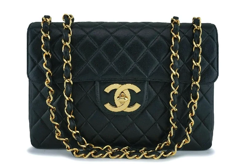 Chanel Vintage Black Lambskin Jumbo Classic Flap Bag 24k GHW Elegant Purses, Shop & Save Chanel Vintage Black Lambskin Jumbo Classic Flap Bag 24k GHW Elegant Purses, Shop & Save