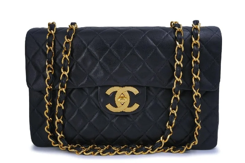 Chanel Vintage Black Lambskin Maxi "Jumbo XL" Classic Flap Bag 24k GHW Elegant Bags With Limited Stock Available Chanel Vintage Black Lambskin Maxi "Jumbo XL" Classic Flap Bag 24k GHW Elegant Bags With Limited Stock Available
