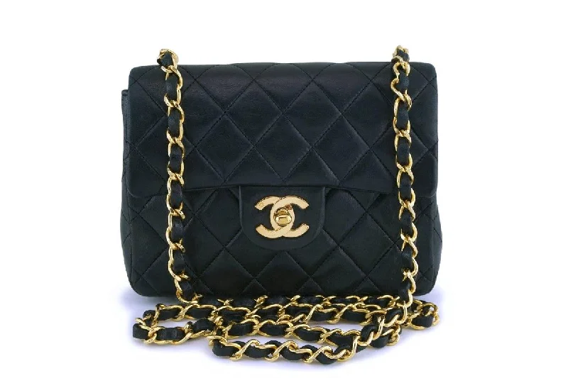 Chanel Vintage Black Lambskin Square Mini Classic Flap Bag 24k GHW Stylish And Functional Bags Now At Reduced Rates Chanel Vintage Black Lambskin Square Mini Classic Flap Bag 24k GHW Stylish And Functional Bags Now At Reduced Rates