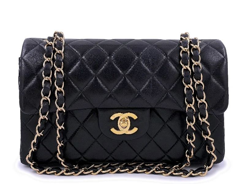 Chanel Vintage Black Small Classic Double Flap Bag 24k GHW Lambskin