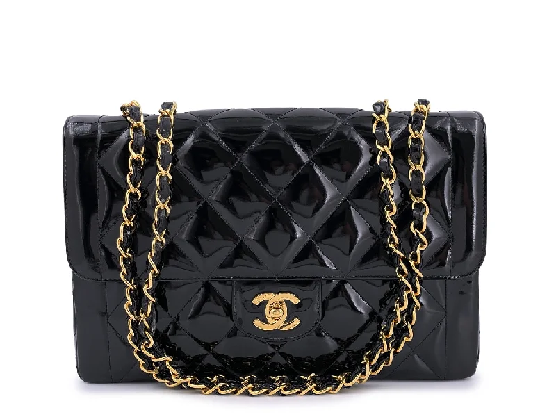 Chanel Vintage Patent Black Medium Classic Single Flap Bag 24k GHW High-End Bags, Low-End Prices Chanel Vintage Patent Black Medium Classic Single Flap Bag 24k GHW High-End Bags, Low-End Prices