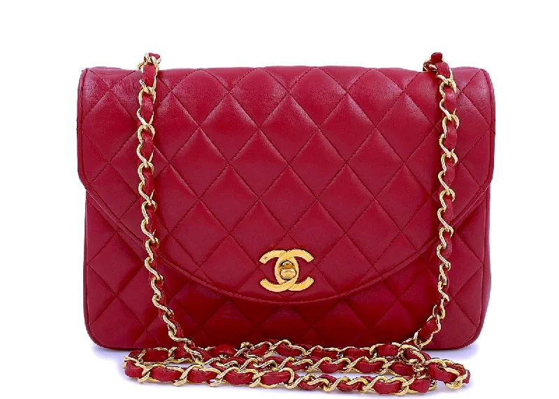 Chanel Vintage Red Curved Quilted Flap Bag 24k GHW Affordable Elegance, Grab Yours Now