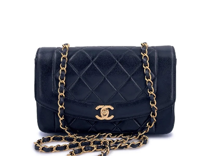 Chanel Vintage Small Diana Flap Bag 24k GHW Black Lambskin Luxury Totes, Affordable Prices Chanel Vintage Small Diana Flap Bag 24k GHW Black Lambskin Luxury Totes, Affordable Prices