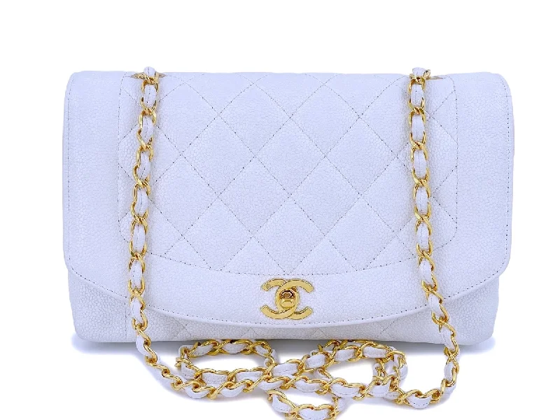 Chanel Vintage White Caviar Medium Diana Flap Bag 24k GHW Trendy Backpacks, Huge Markdowns Chanel Vintage White Caviar Medium Diana Flap Bag 24k GHW Trendy Backpacks, Huge Markdowns