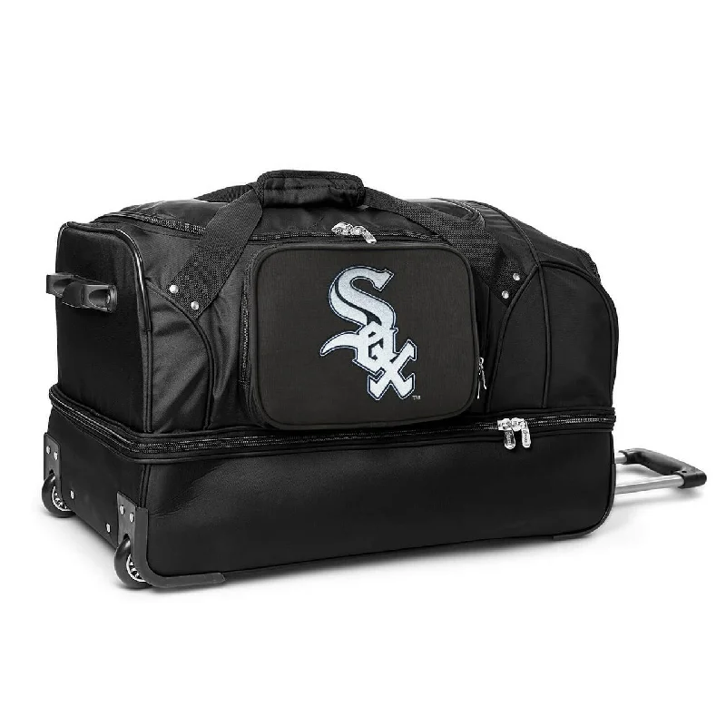 Chicago White Sox 27" Black Rolling Drop Bottom Duffel Seasonal Sale On Trendy Handbags