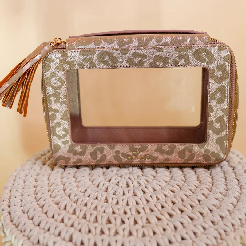 Hollis | Clear Toiletry Bag in Leopard