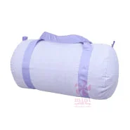 MINT Lilac Seersucker Medium Duffle Best Handbag Sale Of The Season