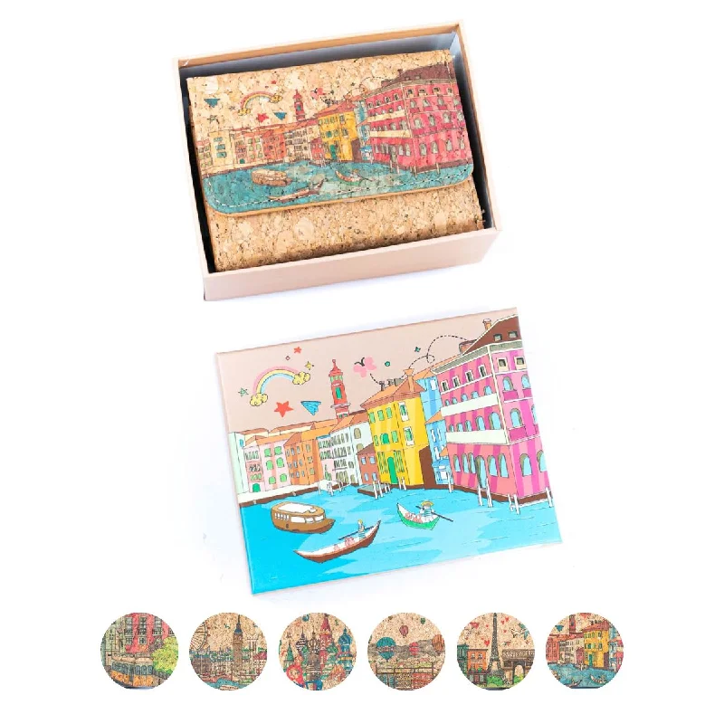 Women's Cork Wallet with City Landmarks Print BAGF-093 Affordable Elegance, Grab Yours Women's Cork Wallet with City Landmarks Print BAGF-093 Affordable Elegance, Grab Yours