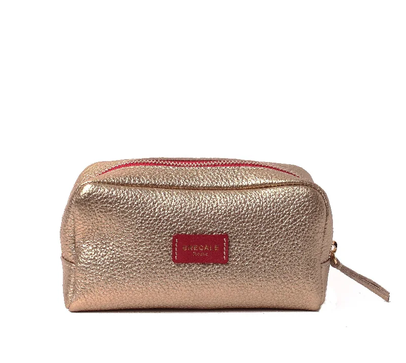 Cosmetic Case- Gold Leather