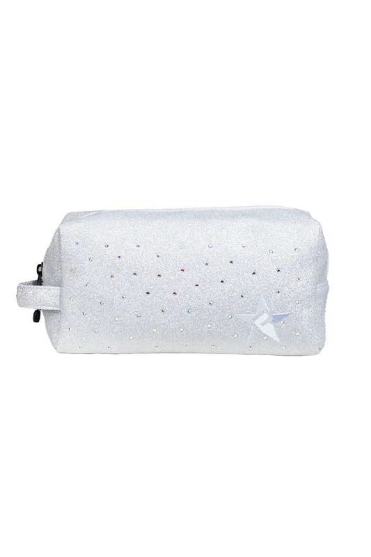 Opalescent with Crystal Scatter Rebel Makeup Bag with White Zipper