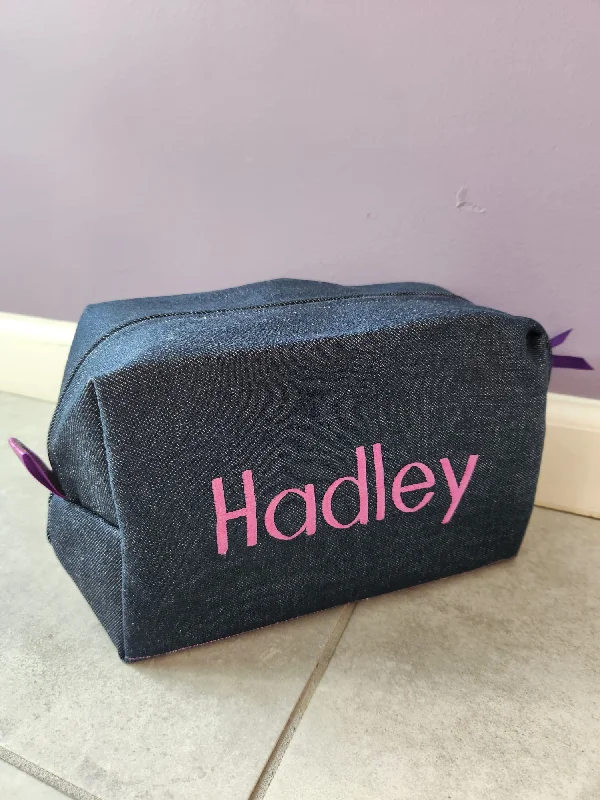 Denim with Purple Sparkle Toiletry Bag Trendy Totes, Shop & Save
