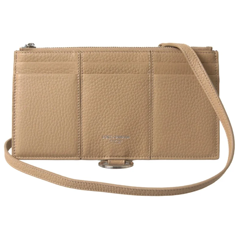 Dolce & Gabbana Elegant Beige Leather Wallet with Detachable Strap Trendy & Timeless Bags, Now On Sale Dolce & Gabbana Elegant Beige Leather Wallet with Detachable Strap Trendy & Timeless Bags, Now On Sale