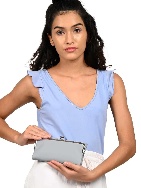 Odette Dusk Blue Smooth Textured Wallet For Women Luxury Handbags, Budget-Friendly Odette Dusk Blue Smooth Textured Wallet For Women Luxury Handbags, Budget-Friendly