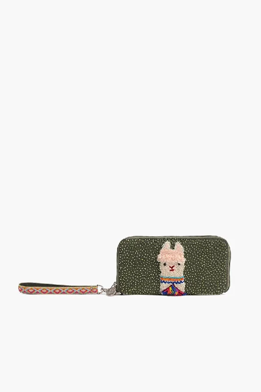 Embellished Wallet with wristlet-Lama