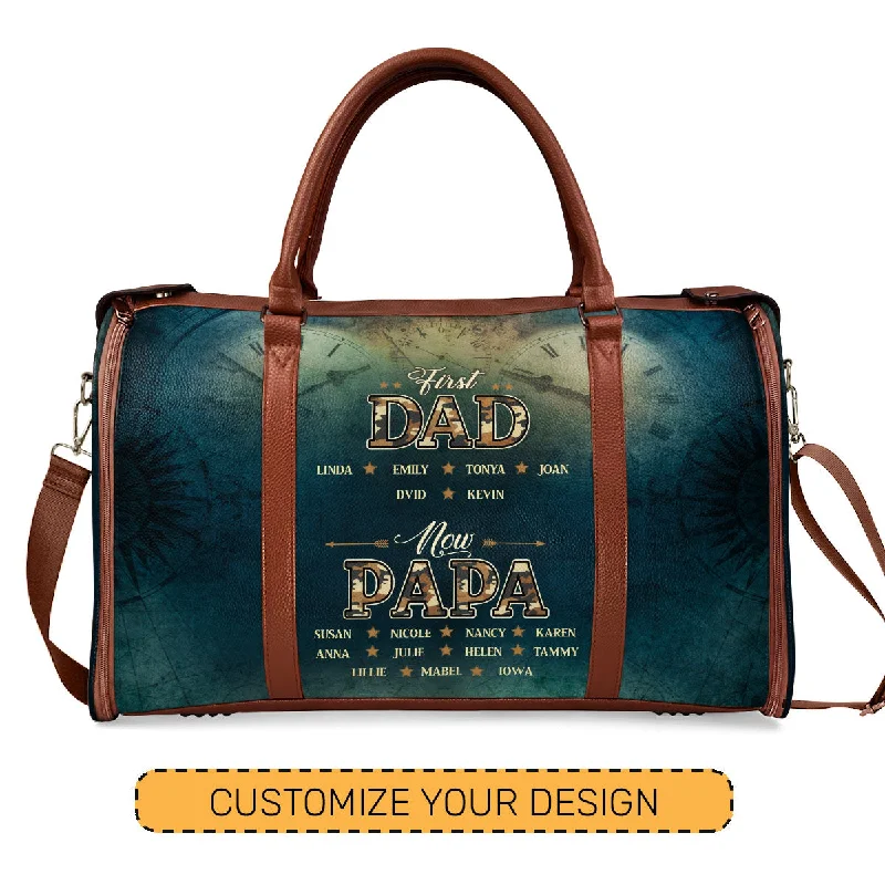 First Dad Now Papa - Personalized Leather Duffle Bag SBDFLM1235D