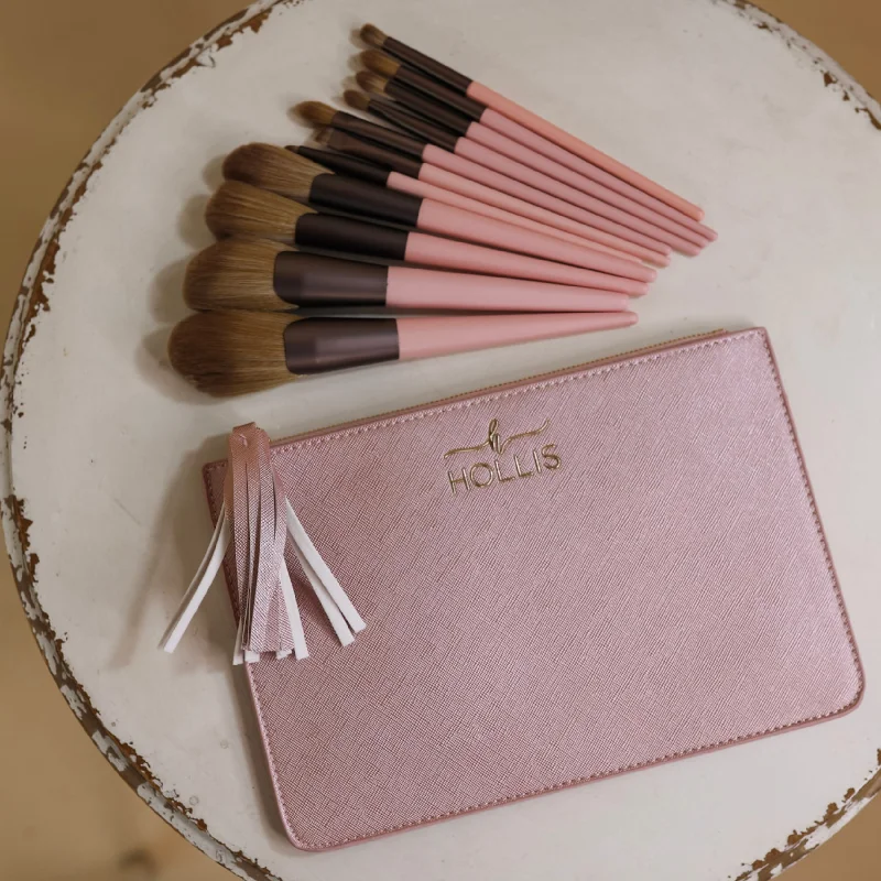 Hollis | Brush and Pouch Set in Blush Fashion-Forward Bags At Limited-Time Offers