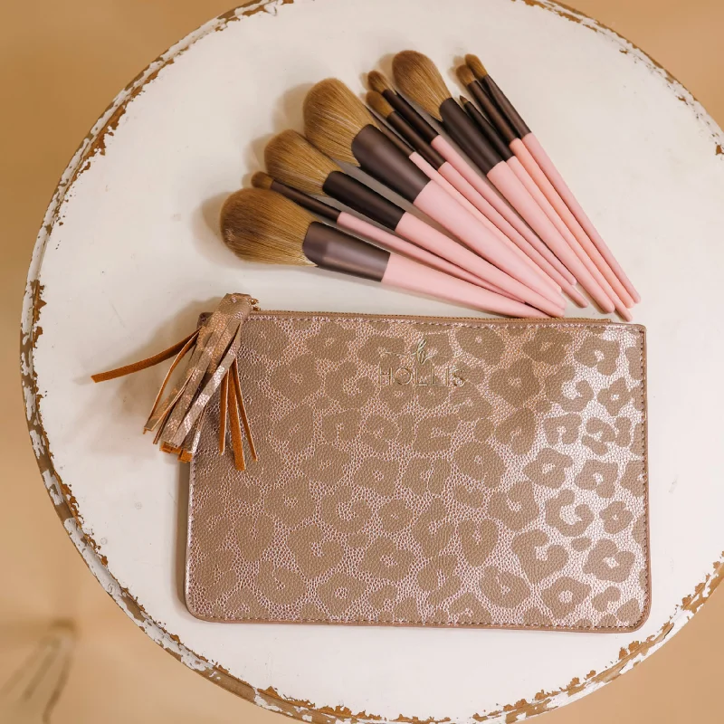Hollis | Brush and Pouch Set in Leopard Fashion Bags With Huge Discounts