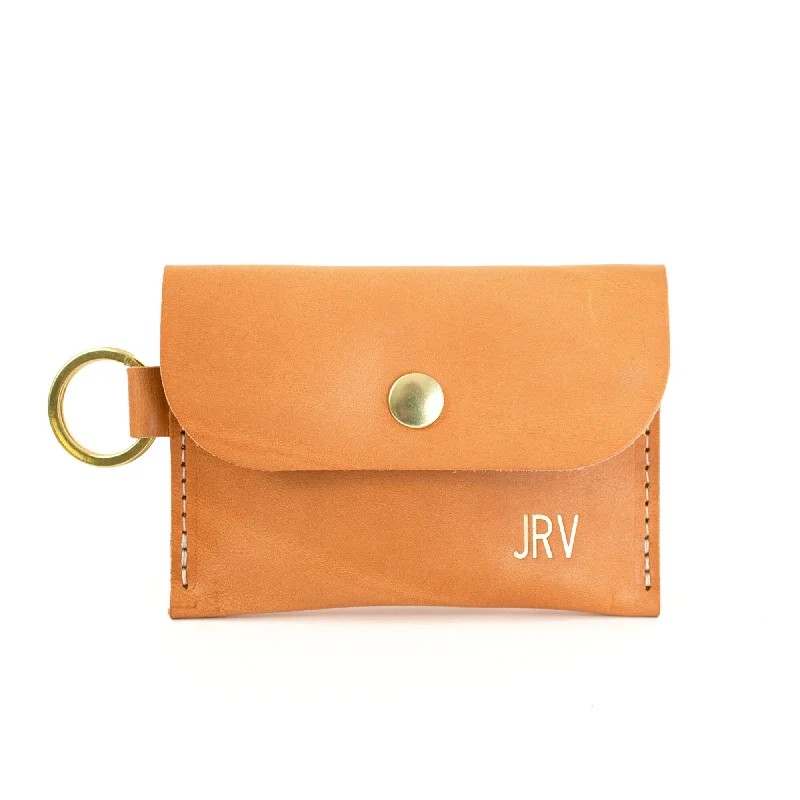 Leather Keyring Card Wallet with Monogram - Natural Beige Affordable Elegance, Grab Yours Now Leather Keyring Card Wallet with Monogram - Natural Beige Affordable Elegance, Grab Yours Now