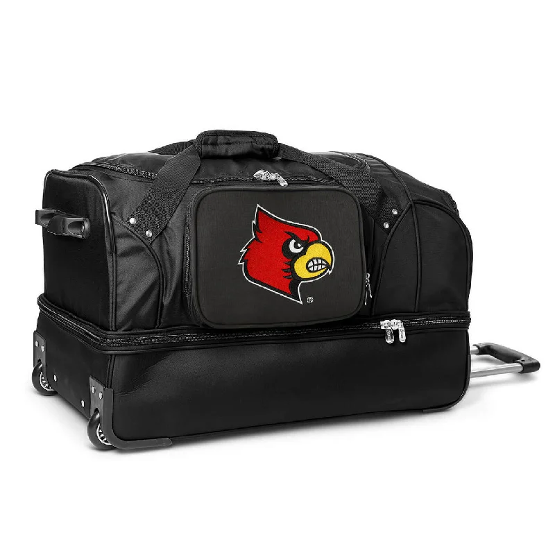 Louisville Cardinals 27" Black Rolling Drop Bottom Duffel Shoulder Bags, Crossbody Bags, And More On Sale