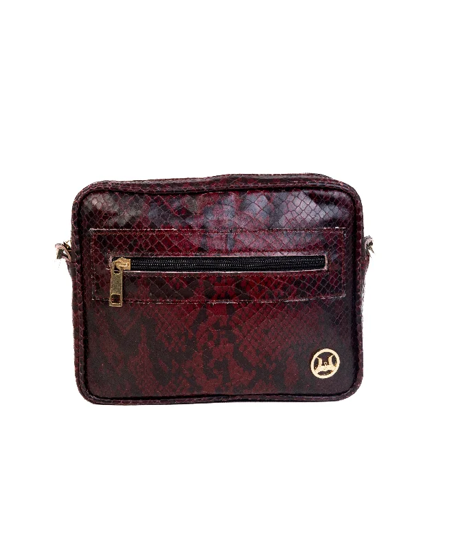 Messenger Bag: Red Snake Print